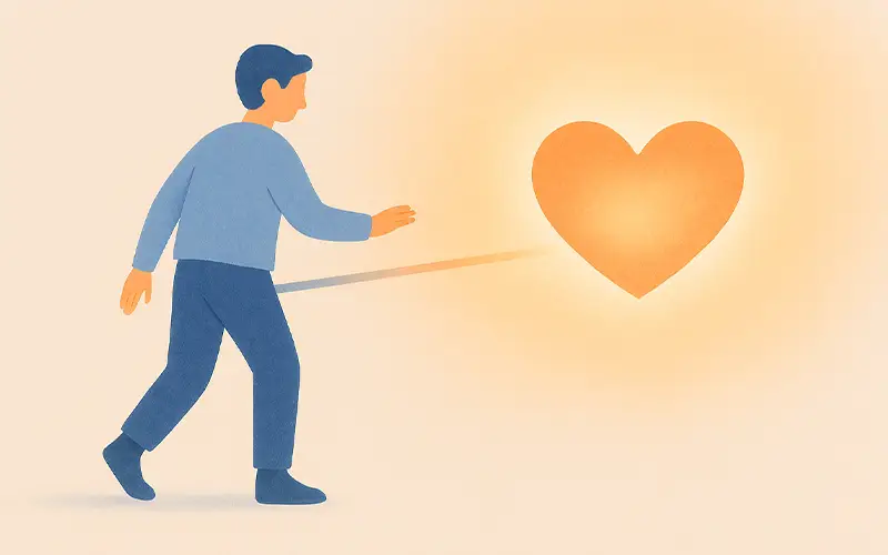 Adult comforting younger self