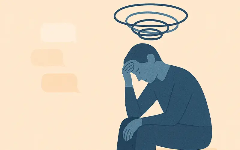 Person spiraling into overthinking